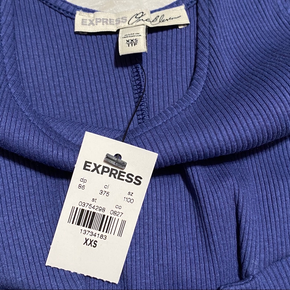 EXPRESS Blue Ribbed Tank Top - Picture 5 of 5